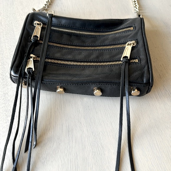 Rebecca Minkoff women’s black and gold zipper chain crossbody purse - Picture 3 of 8
